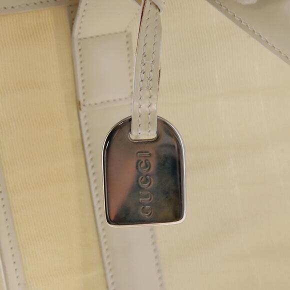 GUCCI Mesh Tote Bag Leather Vinyl Beige Silver 002 1705 0405 Auth ti3484